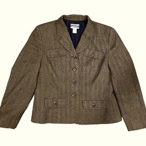 Pendleton 100% Virgin Wool Herringbone 4 Button Vintage Blazer Jacket, Size 14